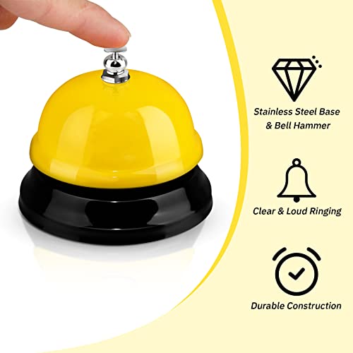 Hicarer 4 Pack Metal Desk Call Bells - 3 Inch Service Bells for Hotel Restaurant Office