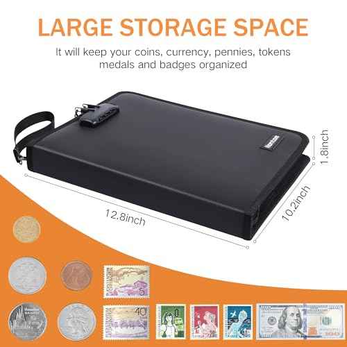 5200¢µ Coin Collection Album with Lock, 400 Pockets Fireproof Coin Book & 36 Paper Currency Binder Sleeves, Coin Holder with Aluminum Foil Lining, Collecting Organizer for Pennies,Bill,Stamps,Badges