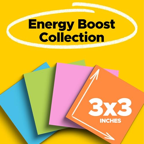 Post-it Super Sticky Notes Neon Fizz 3 x 3 in, 7.4 x 3.2 in, 24 Pads, 70 Sheets per Pad