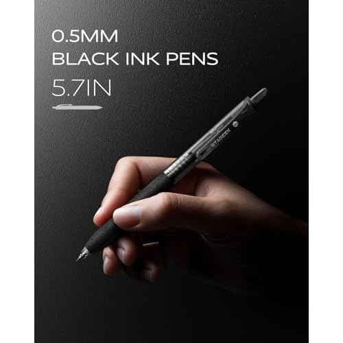0.5mm Gel Pens Fine Point Smooth Writing Pens, 12PCS Black Ink Pens, Retractable Leather-Like Black Gel Pens, Business Gel Pen for Journaling, Writing, School, Office Use (Black)