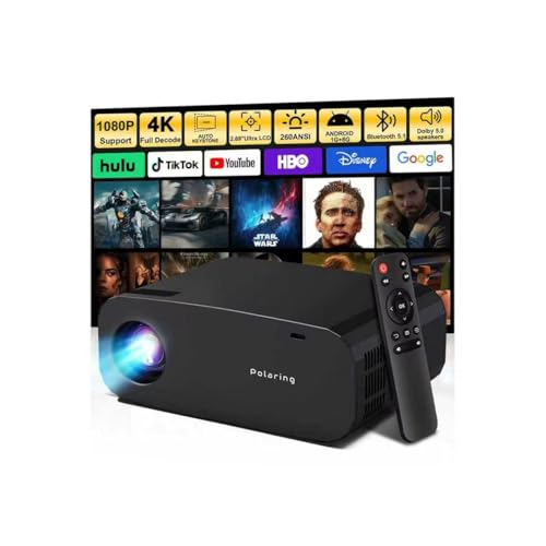 Polaring Black Smart Mini Projector with WiFi, Bluetooth & Built-in Apps