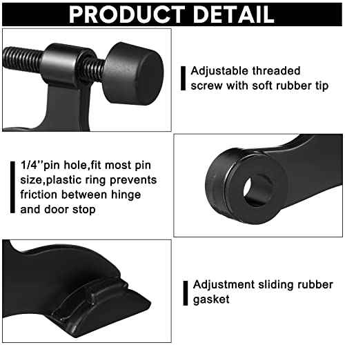 Funrous 24 Pieces Hinge Pin Door Stopper Satin Brushed Door Stops Adjustable Heavy Duty Hinge Stopper with Rubber Bumper Tips(Black)