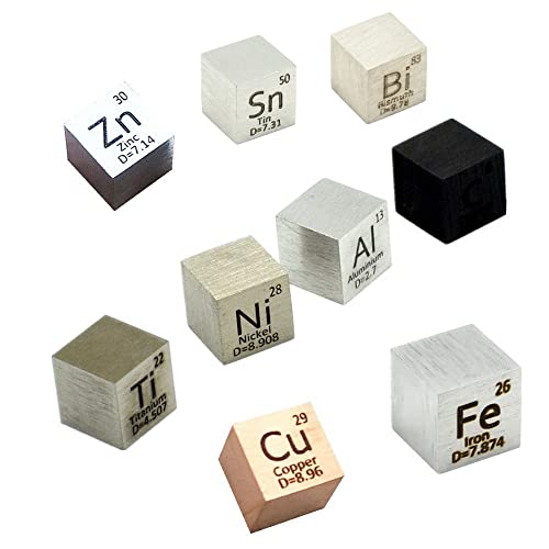 0.39" Element Cube Set - 10mm Density Copper Iron Bismuth Titanium - Up to 99.99% Purity (9-01)