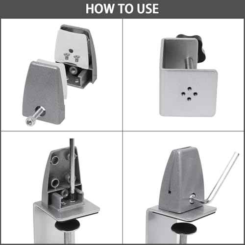 Heavy Duty Sneeze Guard Clamp For 0.1" to 1" Thick Panel,Desk Partition Support Clamps,Adjustable Aluminum Desktop Divider Holder,Easy to Install Desk Privacy Panel Clips, 4 Pack,Silver