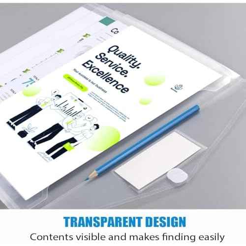 Sooez 10 Pack Plastic Envelopes File Folders, Clear Folder for Document US Letter A4 Size Poly Envelopes with Label Pockets for School Home Work Office Organizer, Clear