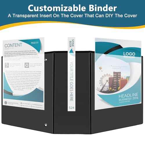 5" 3 Ring Binder, Standard 5-Inch Slant-D Ring Binder Fit Letter Size Paper, Presentation View Binders, 2 Packs, Black