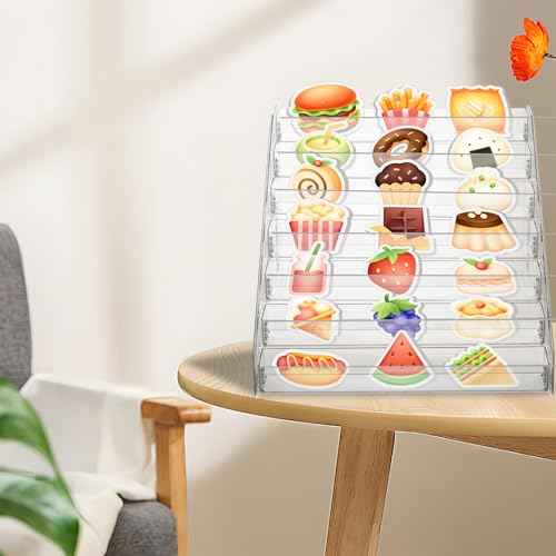 2 Pack 4'' Stickers Display Stand Acrylic Sticker Display Stand Sticker Holder Display for Vendor Events and Small Business Vendors