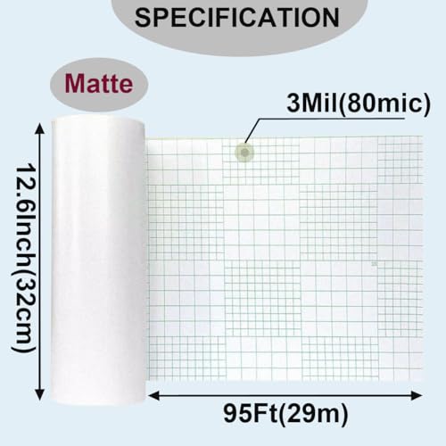 12.6Inch x 95Ft Standard Matte Cold Roll Laminating Film, 3 Inch Core, 3 Mil (80 mic) Thickness Laminate Rolls Vinyl Cold Lamination Film Self-Adhesive Laminating