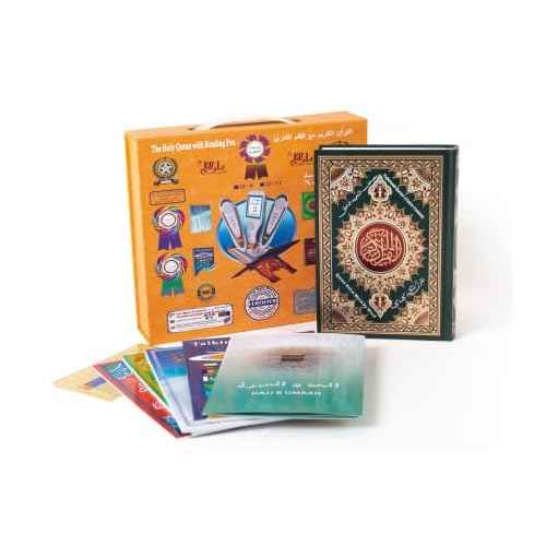 Quran Reading Pen Ramadan Digital 16GB Memory Downloading Reciters and Languages English Arabic Urdu French Spanish German etc,with 6 Holy Quran Books for Kid and Arabic