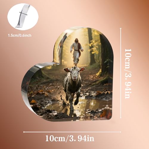 3.9 Inch Christian Jesus & Lamb Paperweight Decor - Faith-Inspired Gift for Women Men Pastor
