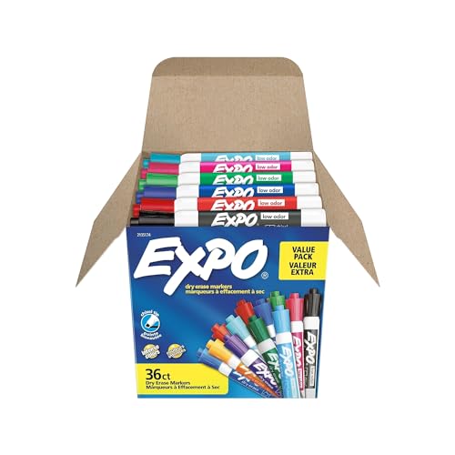 EXPO 36 Count Low Odor Chisel Tip Dry Erase Markers for Classroom & Office