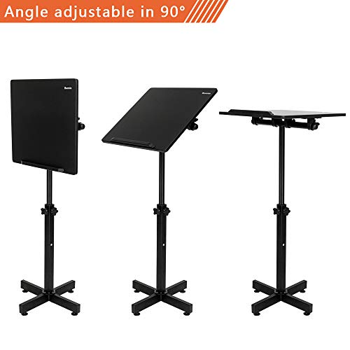 Bonnlo Black Height Adjustable Lectern Podium Stand – Mobile, Multi-Purpose