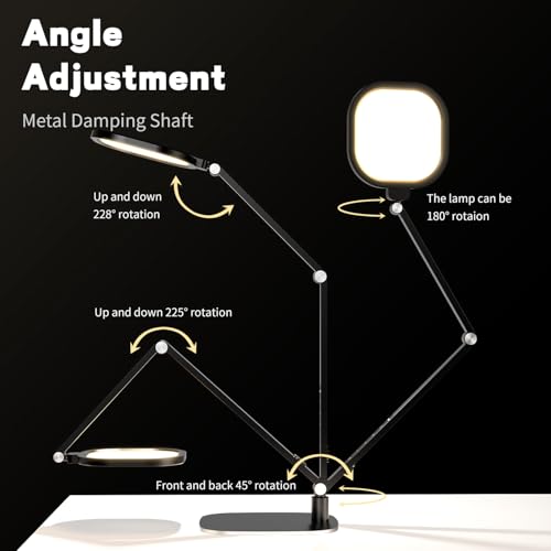 LitONES Black LED Desk Lamp with Webcam Light, Adjustable Edge-Lit Office Lighting