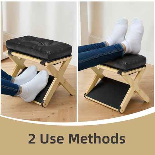 Foot Rest for Under Desk at Work, Wooden Under Desk Footrest with Non-Slip Rubber Stepping Surface, Ergonomic Foot Stools for Under Office Desk, Enhances Posture, Home Office Gaming (Pine)