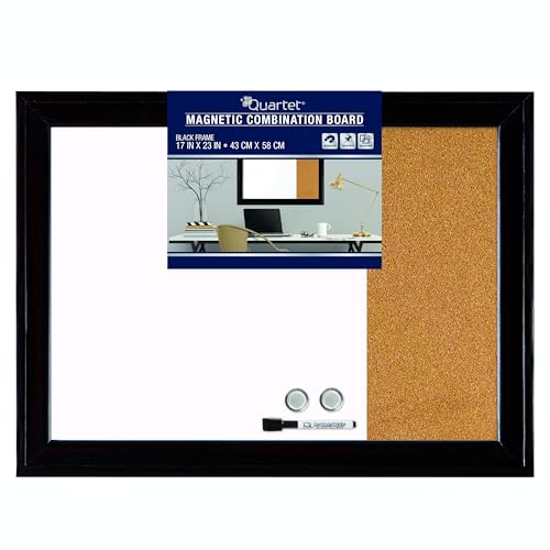 Quartet 23" x 17" Magnetic Whiteboard & Corkboard Combo, Black Frame