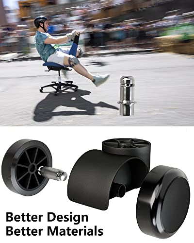 Grykot 5-Pack Office Chair Wheels Replacement 2in Heavy-Duty Casters for Hardwood & Carpet