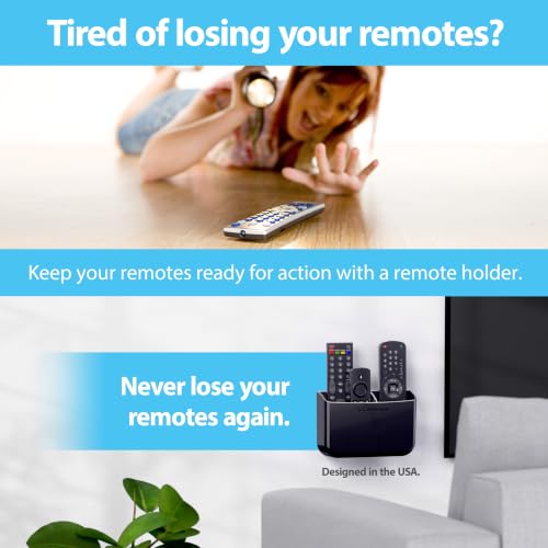 TotalMount Drop-Free Remote Holder Black with Removable Adhesive Strips - Pack of 1