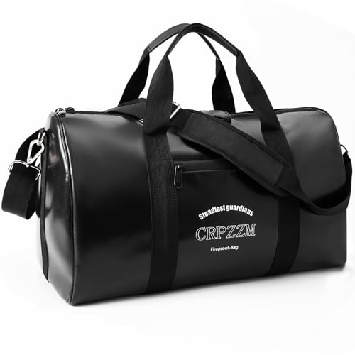 fireproof waterproof travel duffle bag,fireproof bag with lock£¬Waterproof is suitable for indoor storage, travel, camping and other scenarios (black, 17 * 10 * 8.6 inch)