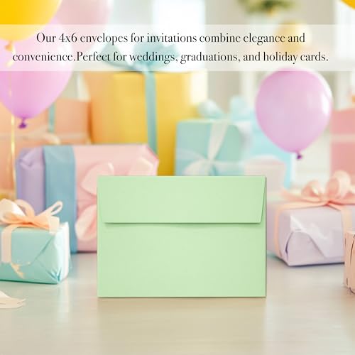 Slapaflife 50 Pack 4x6 Inches Colored Envelopes for Invitations & Greeting Cards