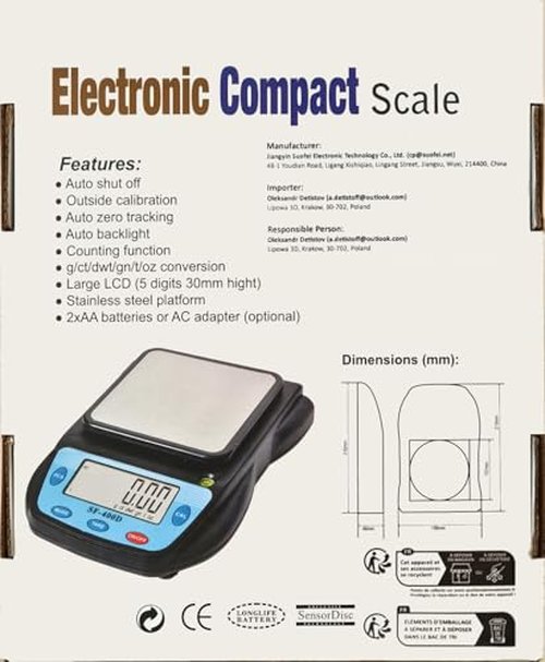 Eosphorus Science Digital Scale Lab Balance Gram Scale 0.01g Accuracy Electronic Scale Laboratory Digital Scale Chemistry Jewelry – Carats, Ounces and Grams Scale (SF-400D-S-B)