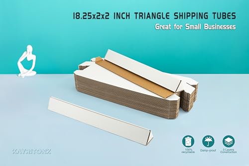 25-Pack Triangle Mailing Tubes 18.25x2x2 Inch Cardboard Shipping Tubes