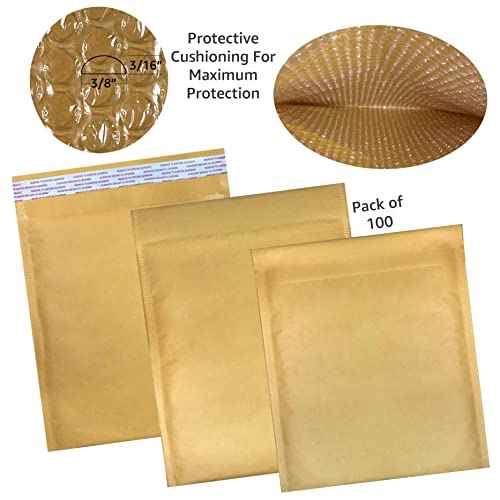 Kraft Bubble Mailers, 100 Pack, #2-8.5" x 12", Self- Seal Padded Mailing Envelopes, Durable Shipping Envelopes, Padded Envelopes, Mailing Bubble Mailers