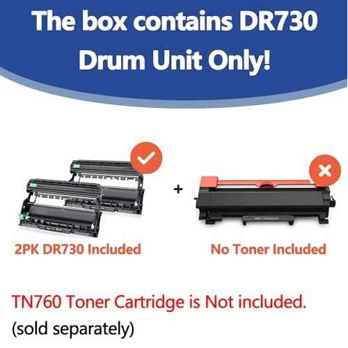 OKGO DR730 Drum Unit 2 Pack (Not Toner) Compatible Replacement for Brother DR-730 DR760 760 Drum Compatible with HL-L2350DW HL-L2370DW HL-L2395DW HL-L2325DW MFC-L2750DW MFC-L2710DW L2690DW