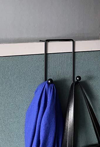 Tetra-Teknica CWH-02-2P Double Hook Space Addition for Partition Wall (Regular) - Black, Pack of 2