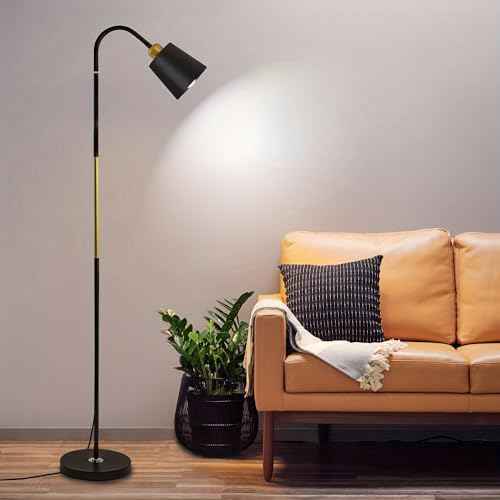 Metal Floor Lamps,3 Color with Adjustable Flexible Gooseneck Standing Lamp,Pole Reading Lamp for Office, Living Room (Black)