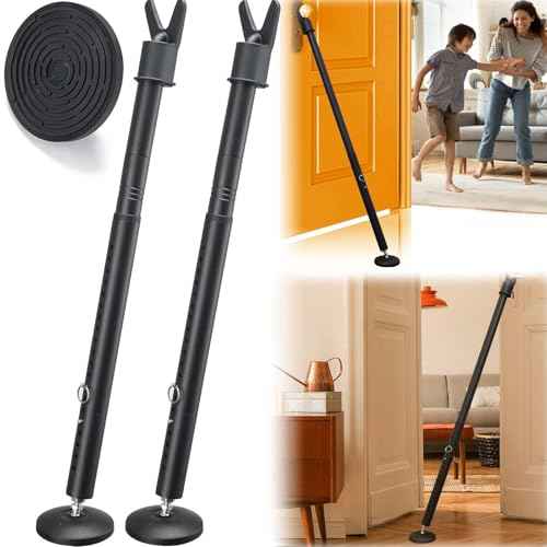 2 Pack Door Security Bar ? Anti-Slip 600LB Heavy Duty Jammer Stick, Adjustable 24.5-50.7'',Portable Travel Safety Lock Blocker for Home, Apartment, Hotel, Front & Sliding Doors