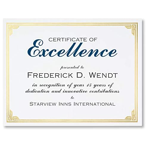 PaperDirect Gold on White Classic Specialty Certificates, 8¨ö x11, Foil Accents, 50 Count, Certificates And Awards Paper, For School, Work, Diplomas & Award Certificates