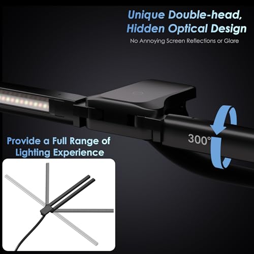 Desk Lamp with Clamp, 31.5" LED Desk Lamp for Home Office, 24W Gesture Sensing Control Desk Light, Dimmable & Color Temperature, Eye-Caring Office Lamp, Brightest Architect Lamp for Screen