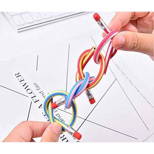 Flexible Bendy Pencil,35 PCS Flexible Soft Pencil Colorful Stripe Soft Pencils with Eraser as Gift for Students or Children