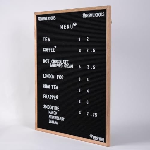 Winsharp Oak Frame Large Felt Letter Board 24x30 Inch with White Letters for Business & Decor - Changeable Signage