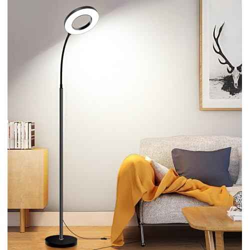 LED Floor Lamp,Tall Standing Floor Lamps,Adjustable Gooseneck ReadingReading Light, no Remote Control Required, Minimalist Style for Bedroom Office Living Room