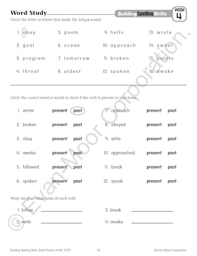 Grade 5 Building Spelling Skills Workbook for Homeschool & Classroom