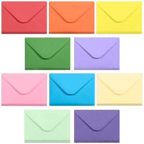 Multicolored Gift Card Envelopes - Gummed Mini Paper Envelopes, 100-Count, 4x2.7 Inches