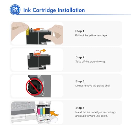 LC406 LC406XL Ink Cartridges for Brother Printer LC 406XL 406 XL for MFC-J4335DW MFC-J5855DW MFC-J6555DW MFC-J4535DW MFC-J6955DW MFC-J4345DW MFC-J5955DW - 4 Pack High Yields Black Cyan Magenta Yellow