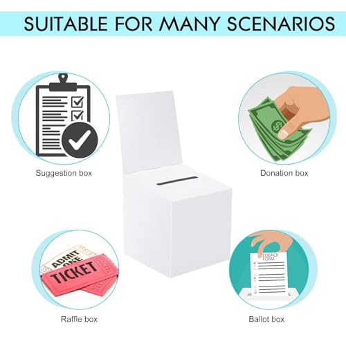 White 30 Pack Raffle Boxes with Slot & Removable Header – 6x6x6 Inch Cardboard Suggestion & Voting Box Set