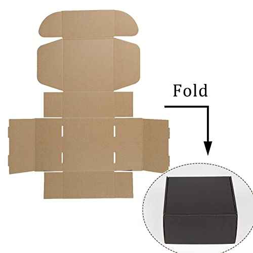 8x8x4 Inches Shipping Boxes Pack of 25, Packaging Corrugated Cardboard Mailer Boxes for Small Bussiness, Black