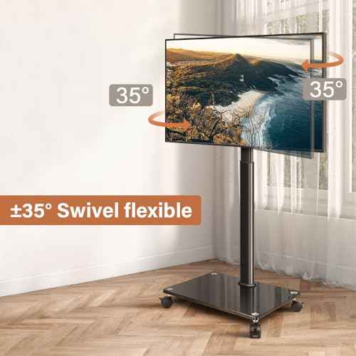 KKTONER Mobile TV Stand Rolling TV Cart for 27 to 65 inch Height Adjustable Rolling TV Stand with Wheels for Living Room Bedroom Max VESA 400x400mm Hold up 88 lbs