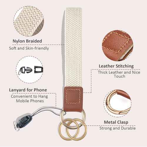 Wrist Lanyard, Stretchy Wristlet Keychain Lanyards, Cute Key Lanyard for Women Men, Short Key Chain for Car Keys Card Wallet Phone