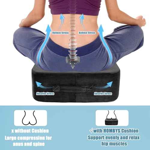 HOMBYS Extra Thick Seat Cushions for Office Chair,Adult Booster Seat for Car,Memory Foam Car Cushion for Height,Chair Cushions for Elderly Wheelchair,Desk Chair Seat Cushion (Black,18x14x6)