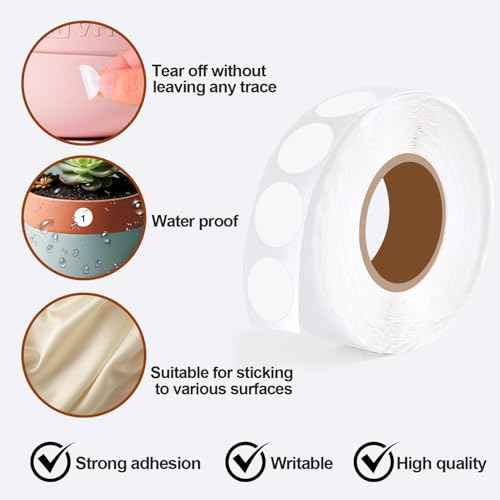 1000 PCS Dot Stickers 1/2 Inch Circle Small Round Coding Labels, Blank White Color Sticky Dots for Yard Sale Office Shop Home Marking (White)