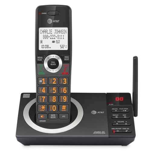 AT&T DECT 6.0 Cordless Expandable Home Phone with Large Display and Big Buttons, Answering Machine, Smart Call Blocker, Extended Range, Caller ID, Speakerphone, Intercom: CL82118 (Charcoal Black)