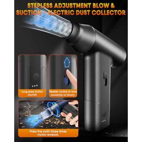 Cordless Electric Air Duster for Computer: 110000RPM Rechargeable Air Blower for Keyboard,Car,Outdoors - Compressed Air Dusters