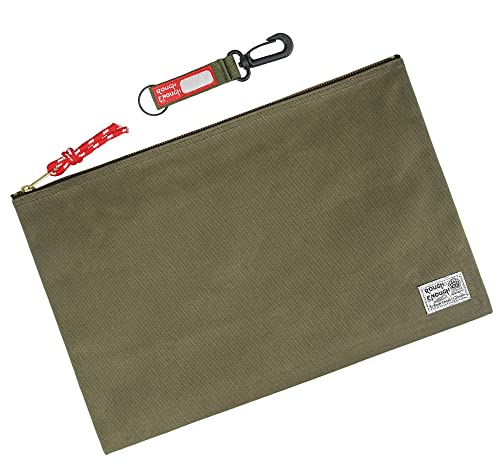 Rough Enough Green Army Document Organizer Pouch - Heavy Duty Canvas File Folder