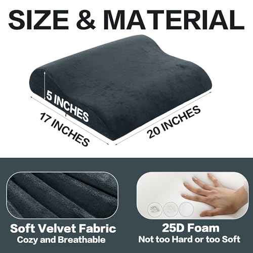 HOMBYS Extra Large Recliner Leg Pillow, Memory Foam Foot Rest Cushion Wave Shape Recliner Footrest Extender, Multi Purpose Back & Lumbar Support Pillow for Recliner, Bed, Sofa Couch,Grey