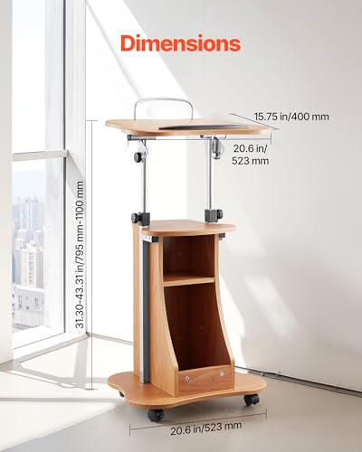 VEVOR 43 in Wooden Lectern Podium Stand with Adjustable Height & Angle — Dark Cherry