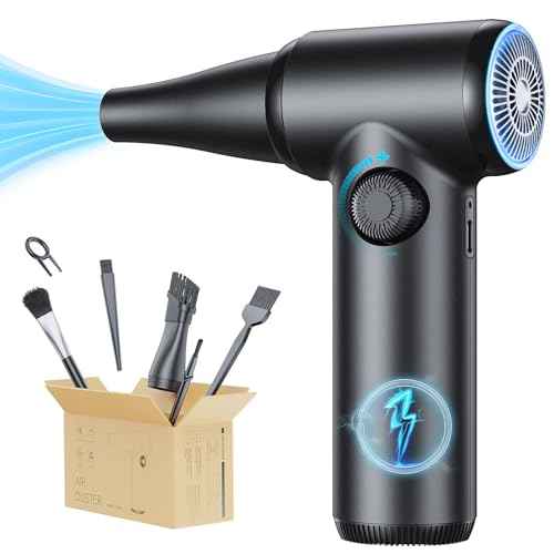DOROBEEN Compressed Air Duster, PC Keyboard Cleaner, Replace Compressed Air Can, Electric Air Duster with Brushless DC Motor, Stepless Knob